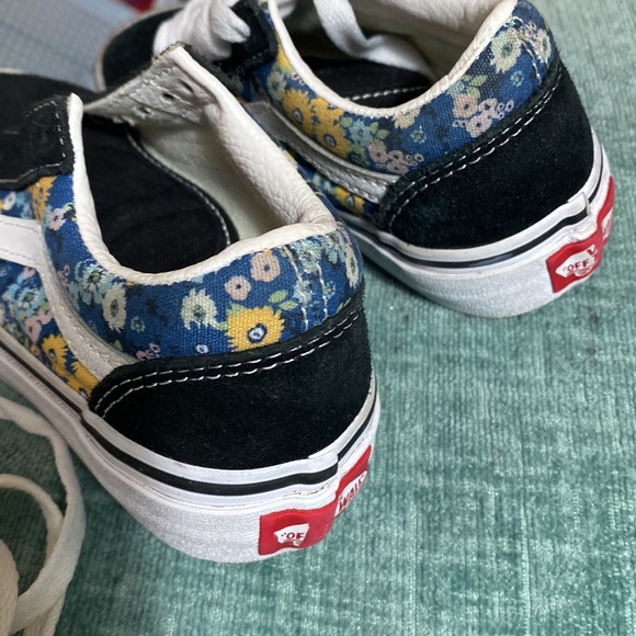 Vans Skate Shoes Floral Canvas Black Suede - Picture 8 of 11